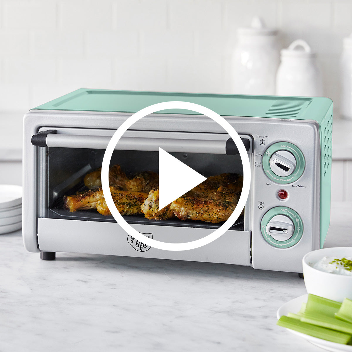 Oster Compact Countertop Oven With Air Fryer, Stainless Steel