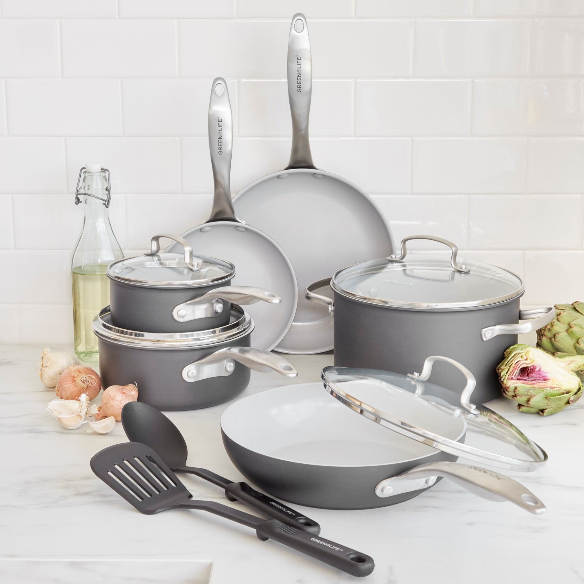 GreenLife  Sandstone 14-Piece Cookware Set