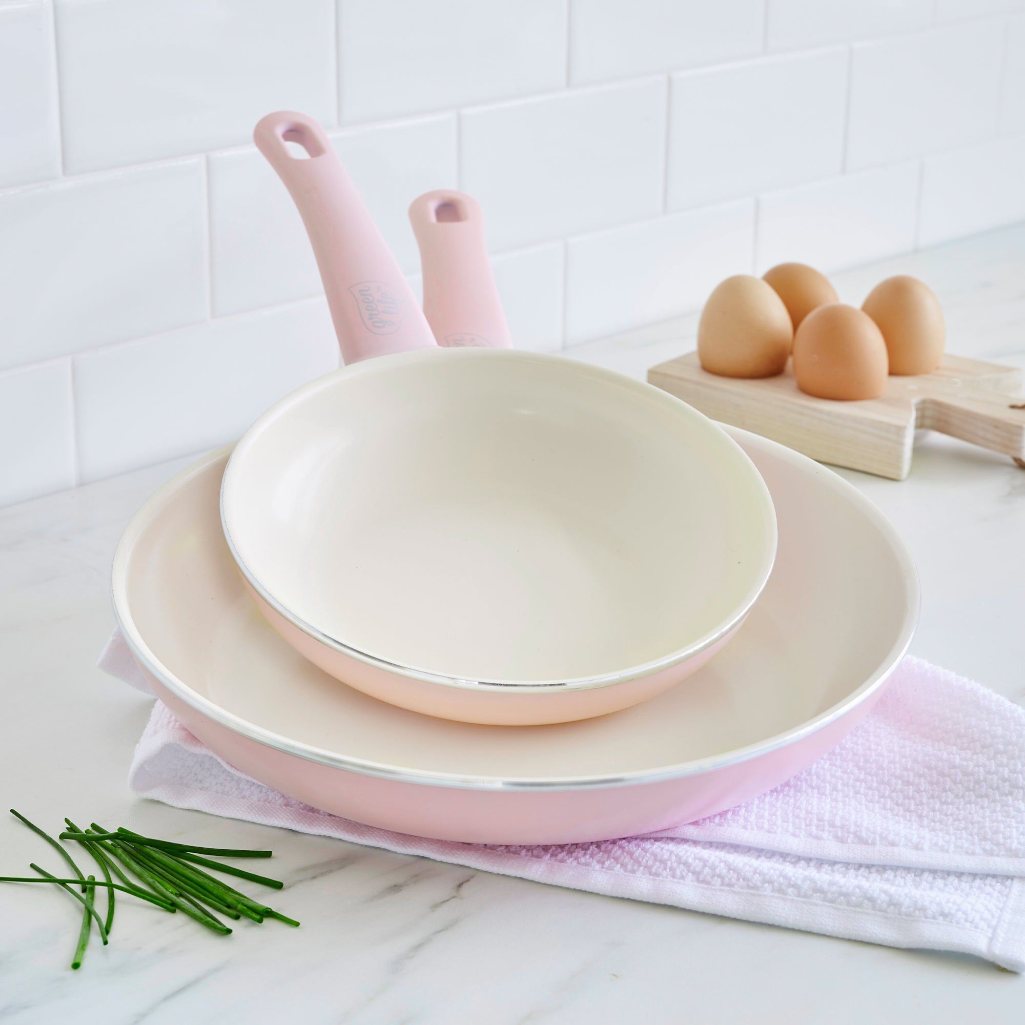 Soft Grip 7 and 10-Inch Frypan Set - Pink