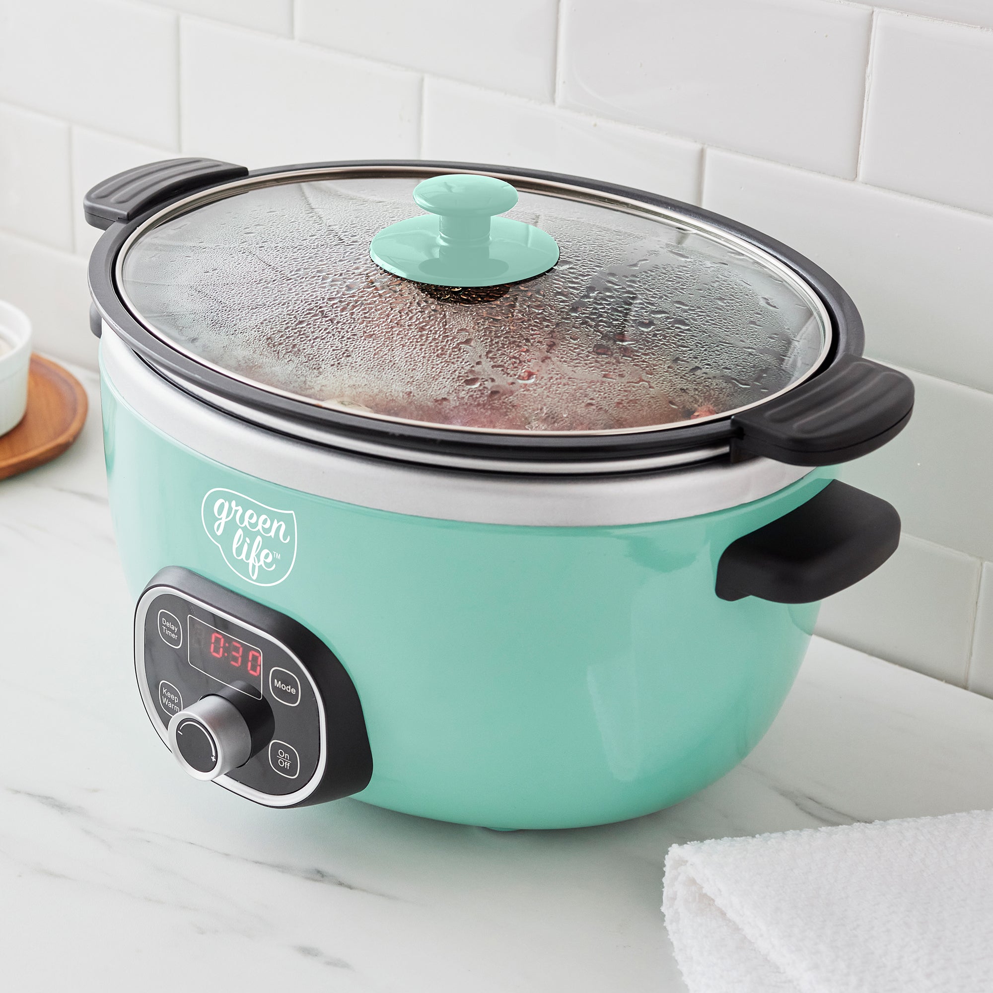 GreenLife Healthy Cook Duo 6 Quart Slow Cooker, Turquoise