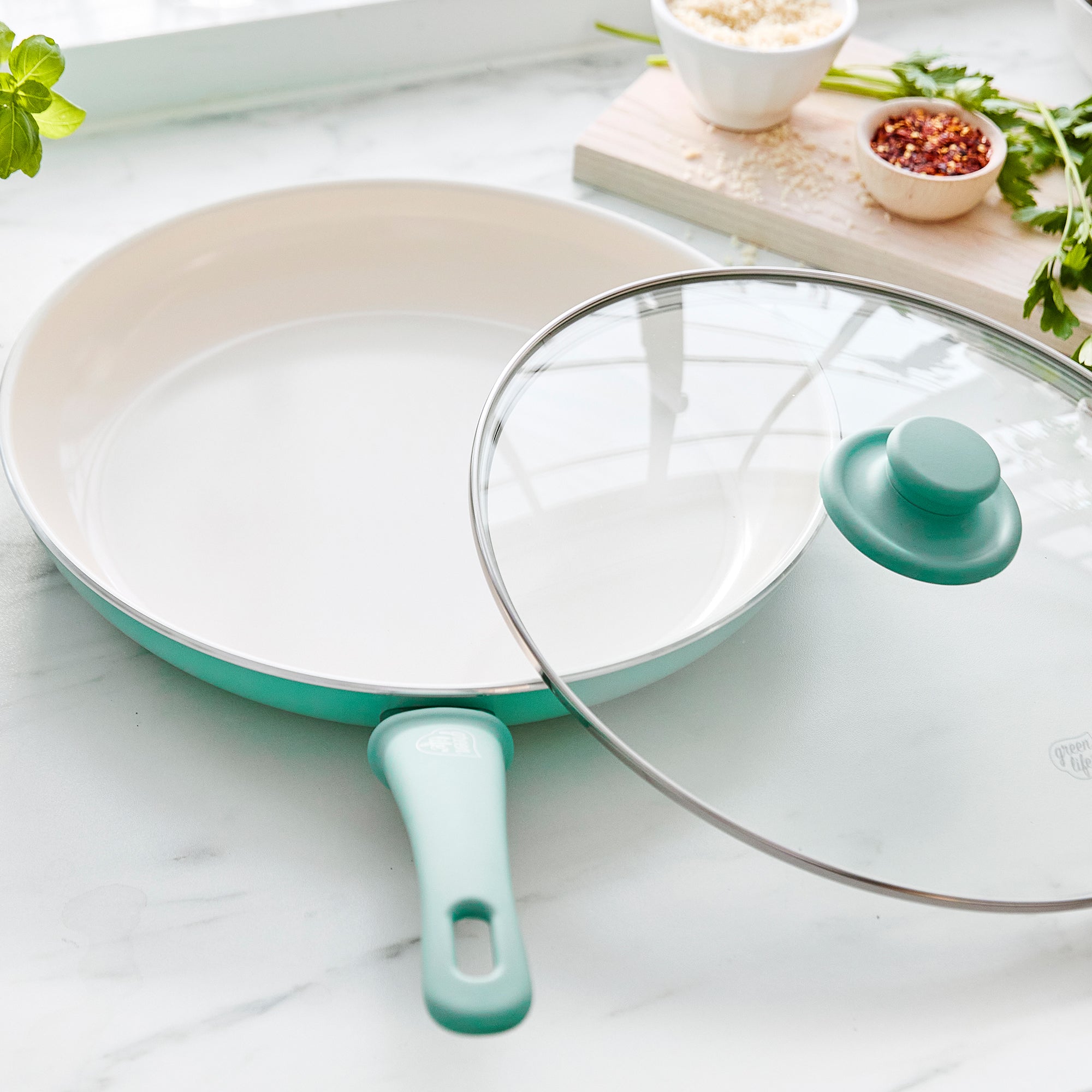 Green Life Frying Pans & Lid